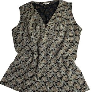 Vintage Y2K Nicola Women's Black and Gold Top